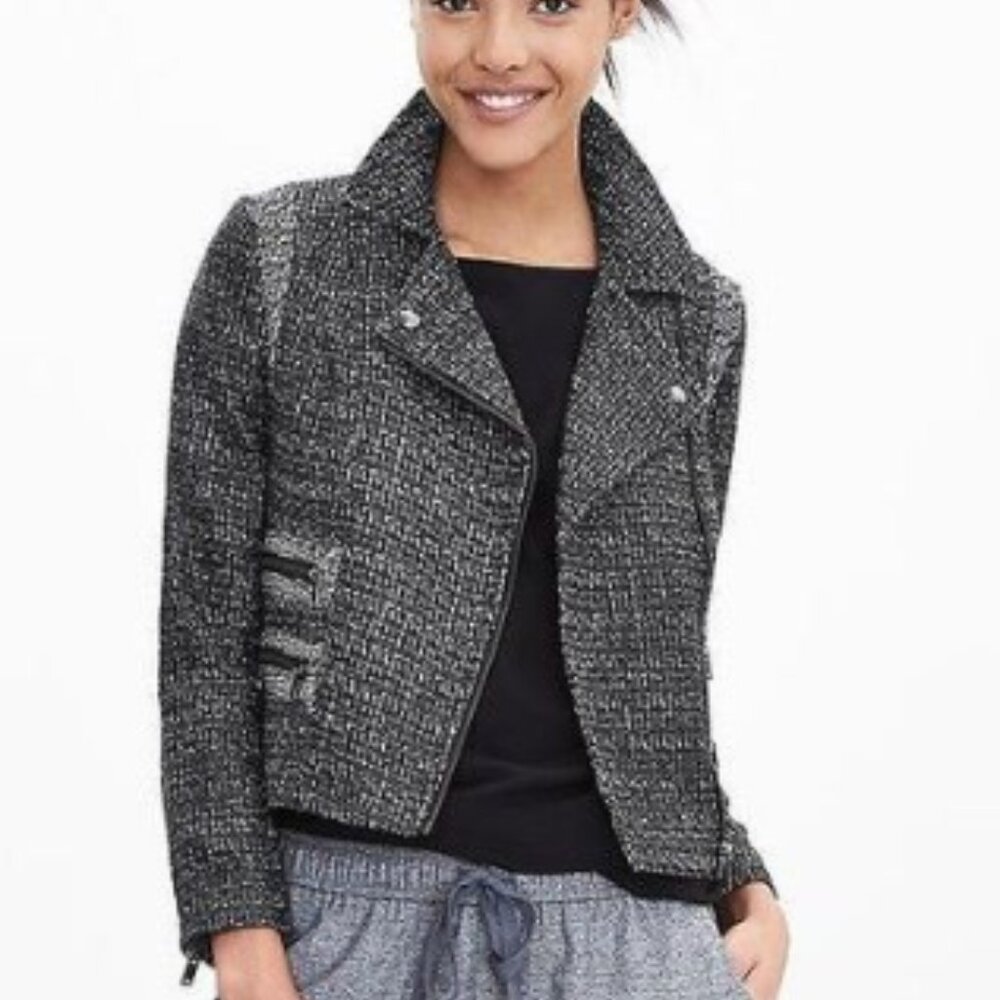 Banana Republic Tweed Moto Jacket - size 0
